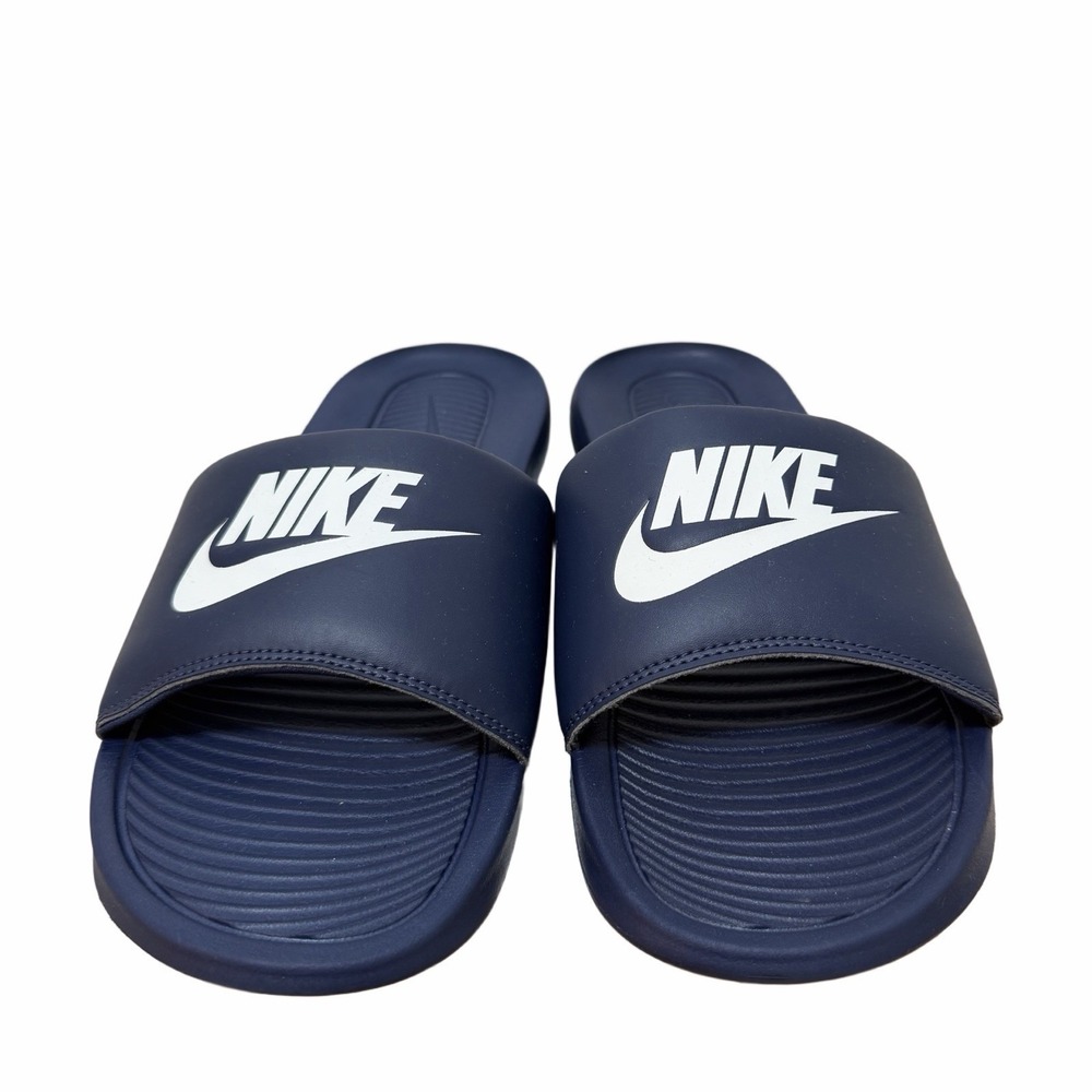 Nike Victori One Slide Mens US 11 EU 45 Navy White Summer Casual Pool Flip Flops - Picture 2 of 7
